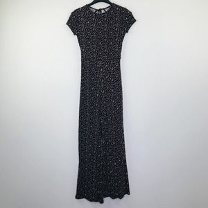 Urban Outfitters Women's XS Jumpsuit Black Floral Backless Short Sleeve AZ26 NWT
